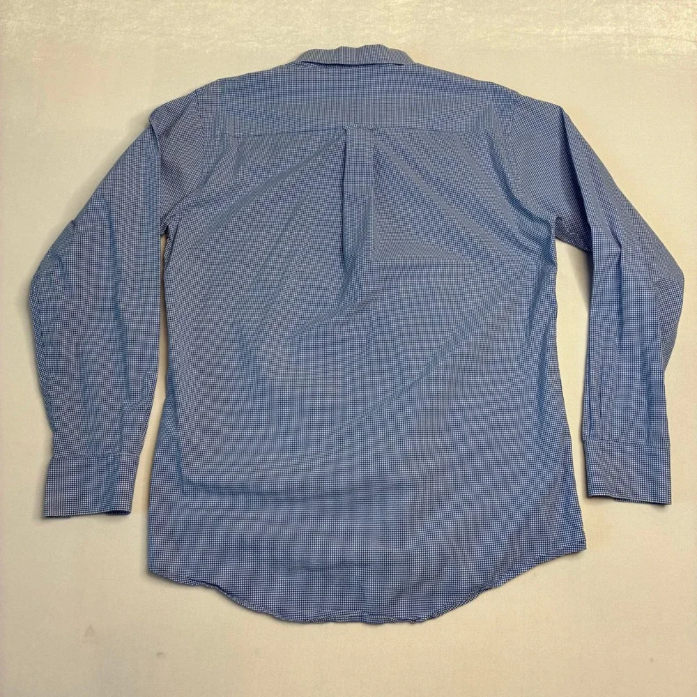 Onward Reserve Mens Button Down Shirt‎ Blue Gingham Tailored Fit Long Sleeve L